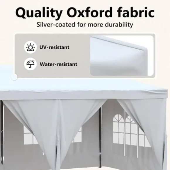 Foldbart festtelt med sidevægge 3x6 m | Farve: Hvid | UV-resistent og vandafvisende