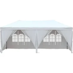 Foldbart festtelt med sidevægge 3x6 m | Farve: Hvid | UV-resistent og vandafvisende