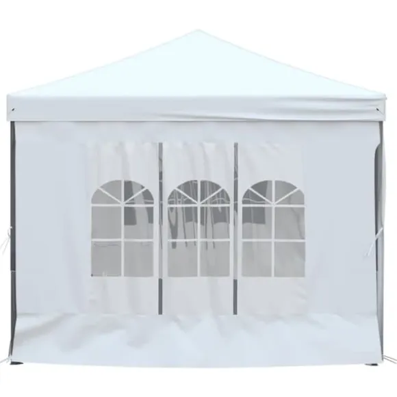 Foldbart festtelt med sidevægge 3x6 m | Farve: Hvid | UV-resistent og vandafvisende