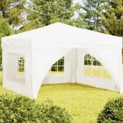 Foldbart festtelt med sidevægge - 3x3 m | Farve: Hvid