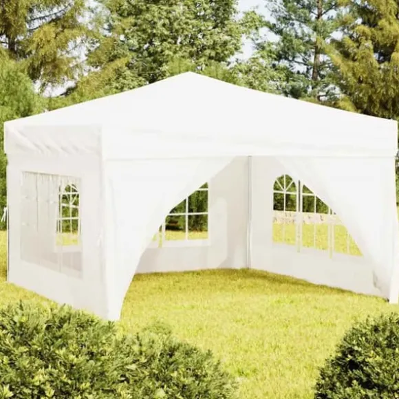 Foldbart festtelt med sidevægge - 3x3 m | Farve: Hvid