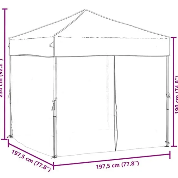 Foldbart festtelt med sidevægge - 2x2 m | Farve: Antracitgrå