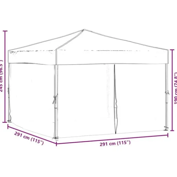 Foldbart festtelt med sidevægge - 2x2 m | Farve: Sort