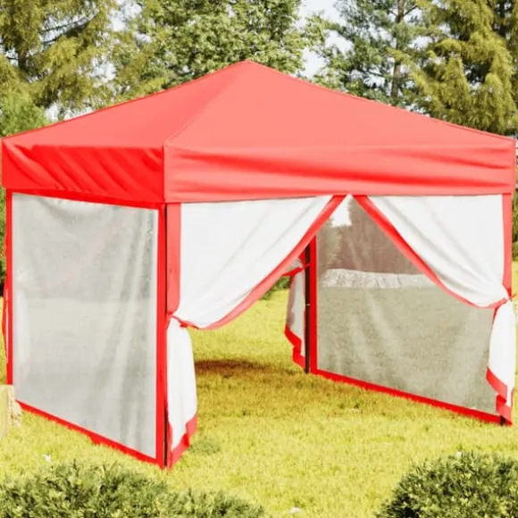 Foldbart festtelt med sidevægge 3x3 m - UV-resistent & vandafvisende | Farve: Rød