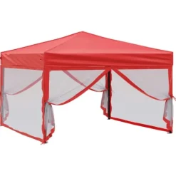 Foldbart festtelt med sidevægge 3x3 m - UV-resistent & vandafvisende | Farve: Rød