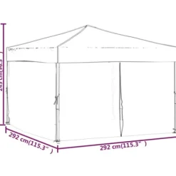 Foldbart festtelt med sidevægge 3x3 m - UV-resistent & vandafvisende | Farve: Rød