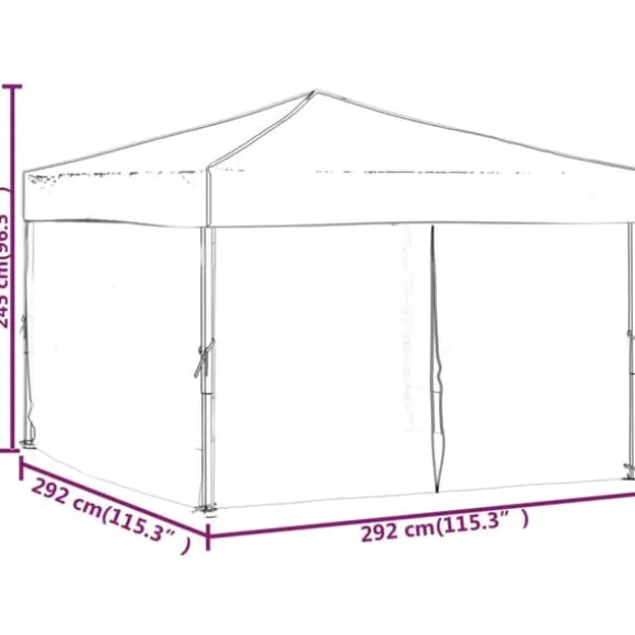 Foldbart festtelt med sidevægge 3x3 m - UV-resistent & vandafvisende | Farve: Rød