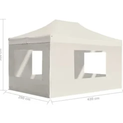 Foldbart festtelt med vægge - 4,5 x 3 m | Farve: Creme