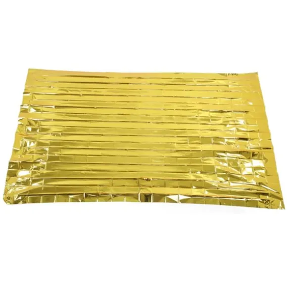 Foldbart PET-aluminiseret film termisk nødtæppe - Bærbart overlevelsesudstyr til camping og udendørsaktiviteter - Guld, 210 cm x 160 cm