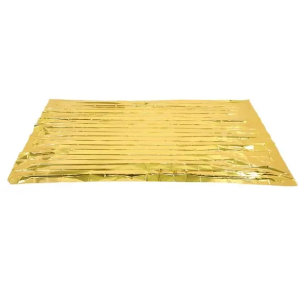Foldbart PET-aluminiseret film termisk nødtæppe - Bærbart overlevelsesudstyr til camping og udendørsaktiviteter - Guld, 210 cm x 160 cm