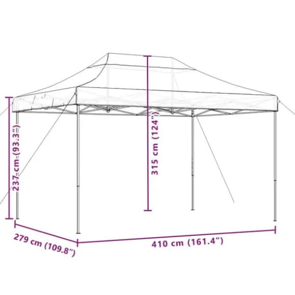 Foldbart pop op-festtelt - Ideelt til udendørs begivenheder | Farve: Brun | Størrelse: 410x279x315 cm