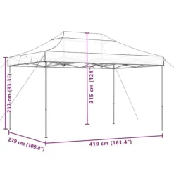 Foldbart pop up-festtelt - Ideelt til udendørs begivenheder | Farve: Beige | Størrelse: 410x279x315 cm