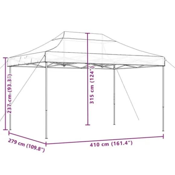 Foldbart pop up-festtelt - Ideelt til udendørs begivenheder | Farve: Beige | Størrelse: 410x279x315 cm