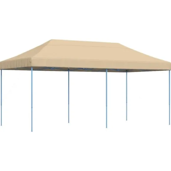 Foldbart pop up-festtelt - Ideelt til udendørs begivenheder | Farve: Beige | Størrelse: 580x292x315 cm