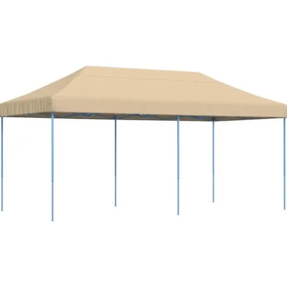 Foldbart pop up-festtelt - Ideelt til udendørs begivenheder | Farve: Beige | Størrelse: 580x292x315 cm