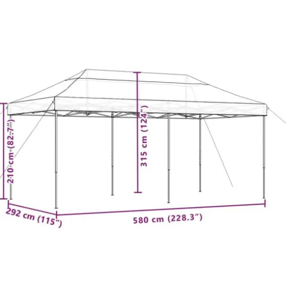 Foldbart pop up-festtelt - Ideelt til udendørs begivenheder | Farve: Beige | Størrelse: 580x292x315 cm