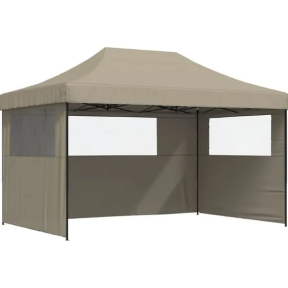 Foldbart pop up-festtelt med 3 sidevægge - Gråbrun | Størrelse: 300x300 cm