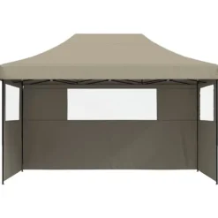 Foldbart pop up-festtelt med 3 sidevægge - Gråbrun | Størrelse: 300x300 cm