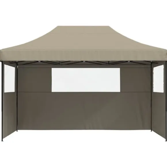 Foldbart pop up-festtelt med 3 sidevægge - Gråbrun | Størrelse: 300x300 cm