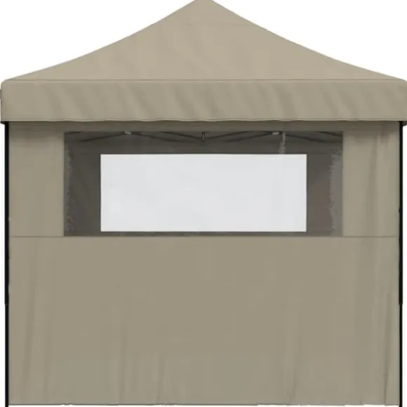 Foldbart pop up-festtelt med 3 sidevægge - Gråbrun | Størrelse: 300x300 cm