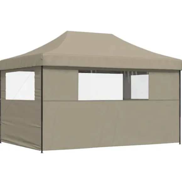 Foldbart pop up-festtelt med 3 sidevægge - Gråbrun | Størrelse: 300x300 cm