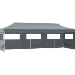 Foldbart pop up-festtelt med 5 sidevægge - UV-bestandigt og vandafvisende | Farve: Antracitgrå | Størrelse: 870x291x315 cm