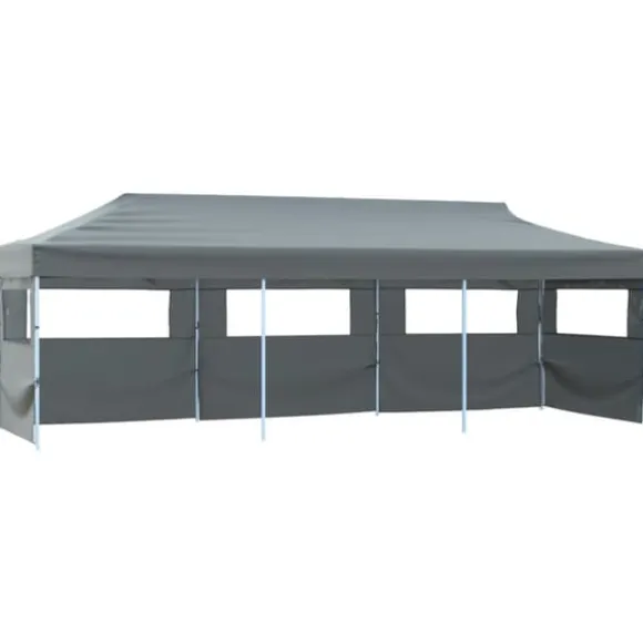 Foldbart pop up-festtelt med 5 sidevægge - UV-bestandigt og vandafvisende | Farve: Antracitgrå | Størrelse: 870x291x315 cm