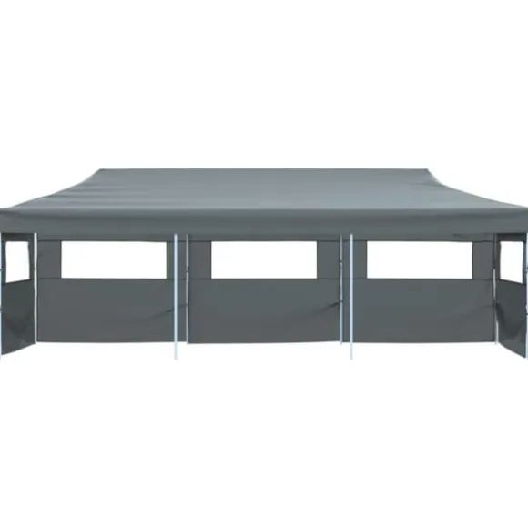 Foldbart pop up-festtelt med 5 sidevægge - UV-bestandigt og vandafvisende | Farve: Antracitgrå | Størrelse: 870x291x315 cm
