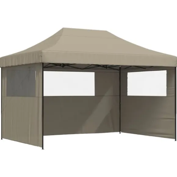 Foldbart pop up-festtelt med 3 sidevægge | Farve: Gråbrun
