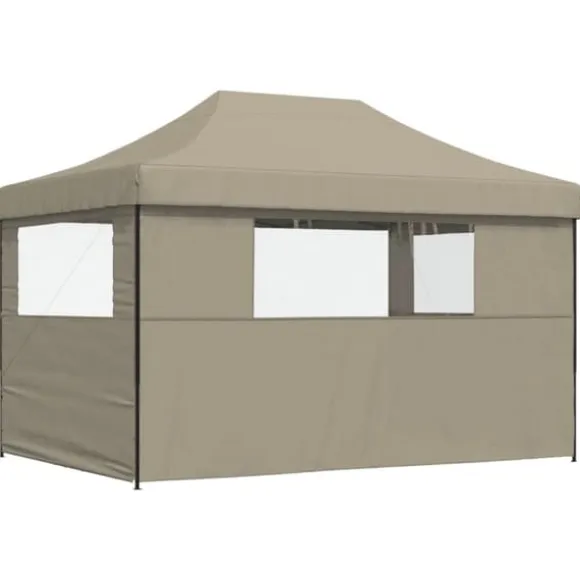 Foldbart pop up-festtelt med 3 sidevægge | Farve: Gråbrun