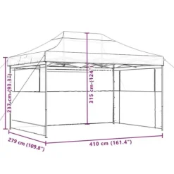 Foldbart pop up-festtelt med 3 sidevægge | Farve: Gråbrun
