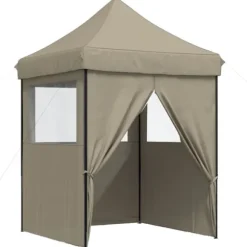 Foldbart pop up-festtelt med 4 sidevægge | Farve: Gråbrun