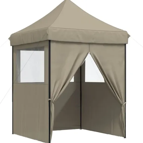 Foldbart pop up-festtelt med 4 sidevægge | Farve: Gråbrun