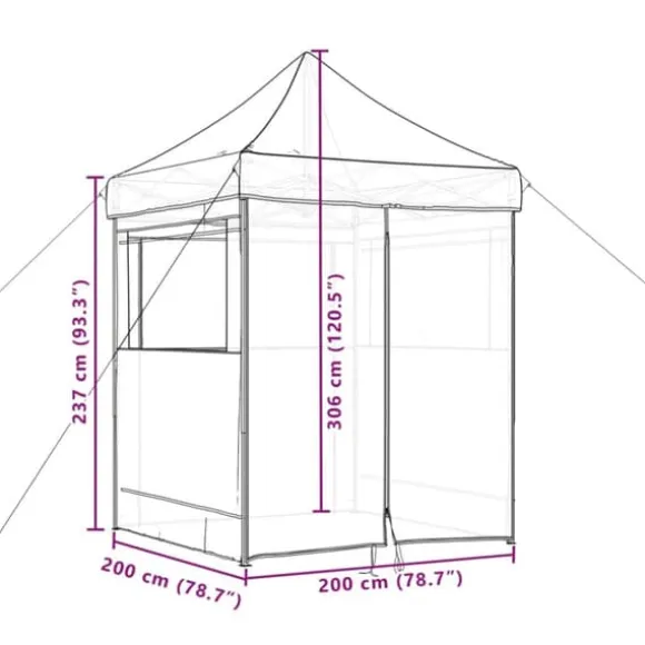 Foldbart pop up-festtelt med 4 sidevægge | Farve: Gråbrun