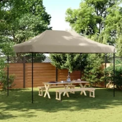 Foldbart pop up-festtelt 440x292x315 cm - Ideelt til udendørs begivenheder | Farve: Gråbrun