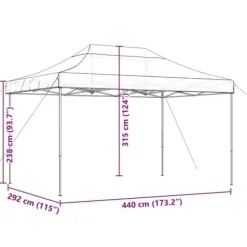 Foldbart pop up-festtelt 440x292x315 cm - Ideelt til udendørs begivenheder | Farve: Gråbrun