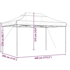 Foldbart pop up-festtelt 440x292x315 cm | Farve: Beige