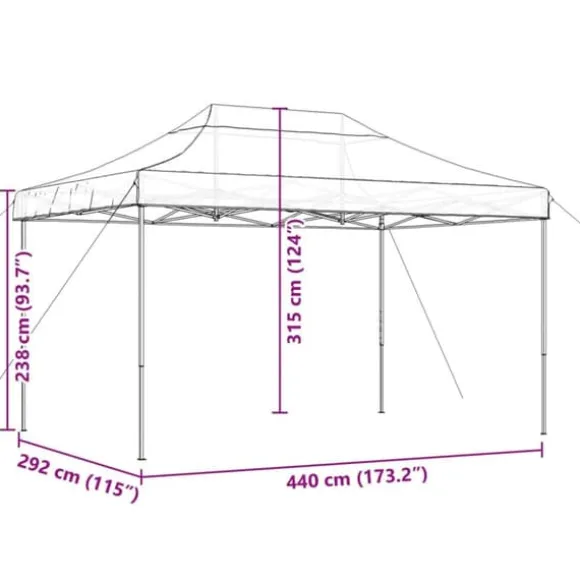 Foldbart pop up-festtelt 440x292x315 cm | Farve: Beige