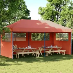 Foldbart pop-up festtelt med 3 sidevægge | Farve: Terracotta