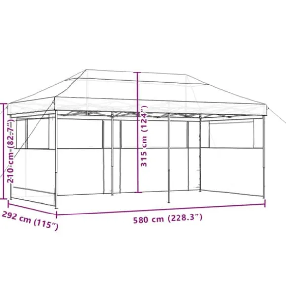 Foldbart pop-up festtelt med 3 sidevægge | Farve: Terracotta