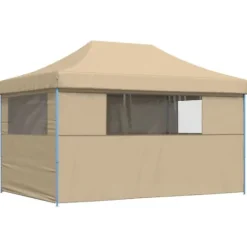 Foldbart pop-up festtelt med 4 sidevægge | Farve: Beige