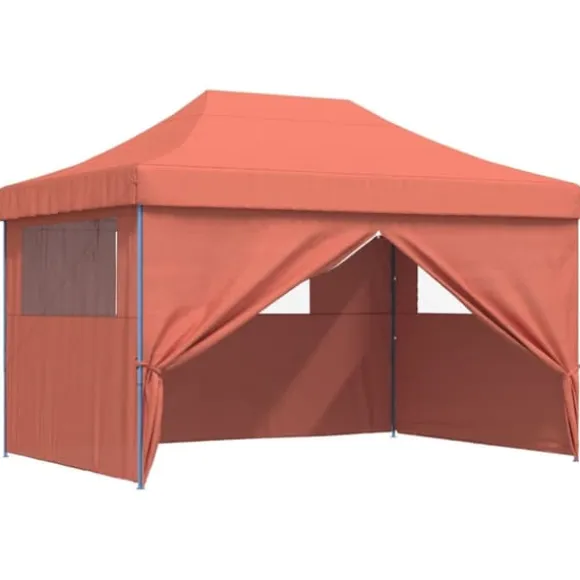 Foldbart pop-up festtelt med 4 sidevægge | Farve: Terracotta