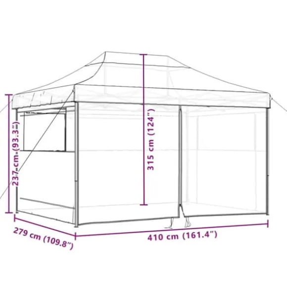 Foldbart pop-up festtelt med 4 sidevægge | Farve: Terracotta