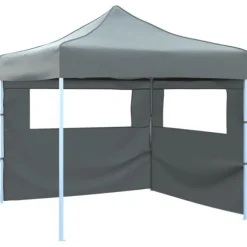 Foldbart pop-up festtelt med 2 sidevægge - 3x3 m | Farve: Antracitgrå