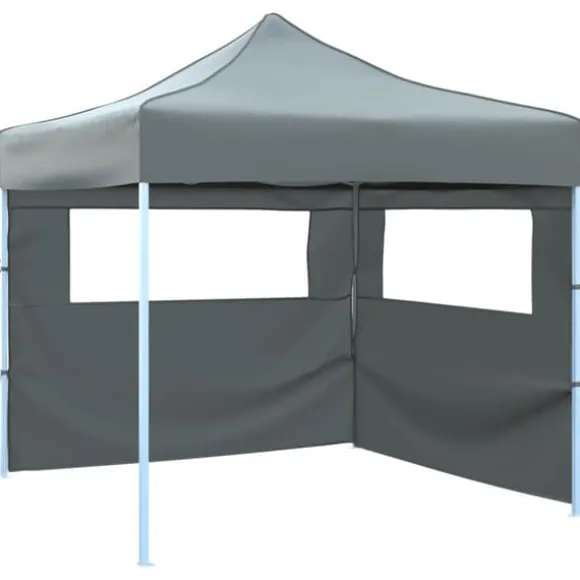 Foldbart pop-up festtelt med 2 sidevægge - 3x3 m | Farve: Antracitgrå