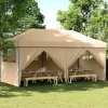 Foldbart pop-up festtelt med 4 sidevægge | Farve: Beige | Størrelse: 3x3 m