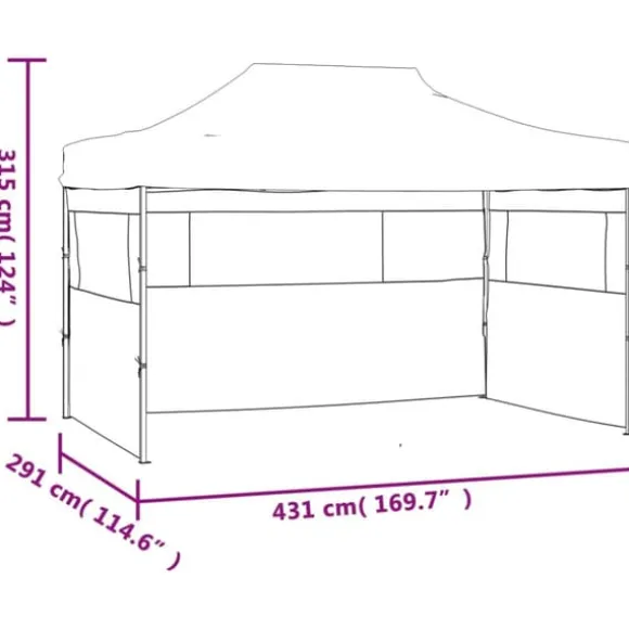 Foldbart telt med 3 vægge - Ideelt til udendørs arrangementer | Størrelse: 3x4,5 m | Farve: Creme