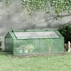 Foliedrivhus med vindue, tomathus/plantekasse, 180×90×70 cm, grøn