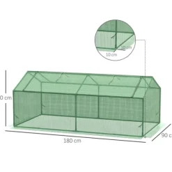 Foliedrivhus med vindue, tomathus/plantekasse, 180×90×70 cm, grøn