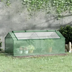 Foliedrivhus med vindue, tomathus/plantekasse, 180×90×70 cm, grøn